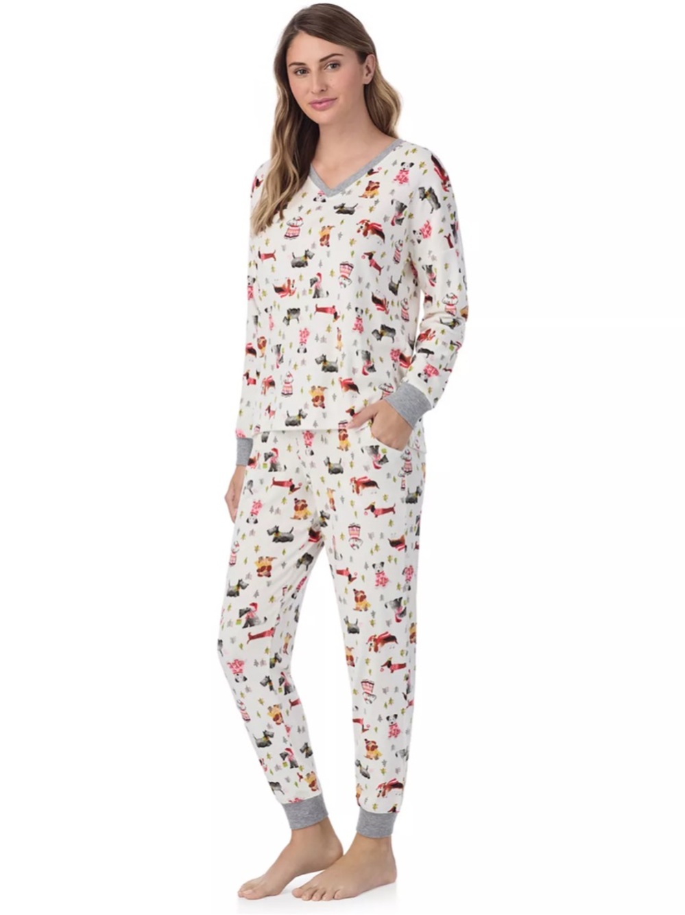 NWT Cuddl Duds Christmas Dog Print Pajamas Set